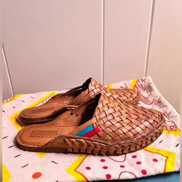 Mohinders Women’s Woven Slide Sandals - 7 honey with stripes - Picture 1 of 9